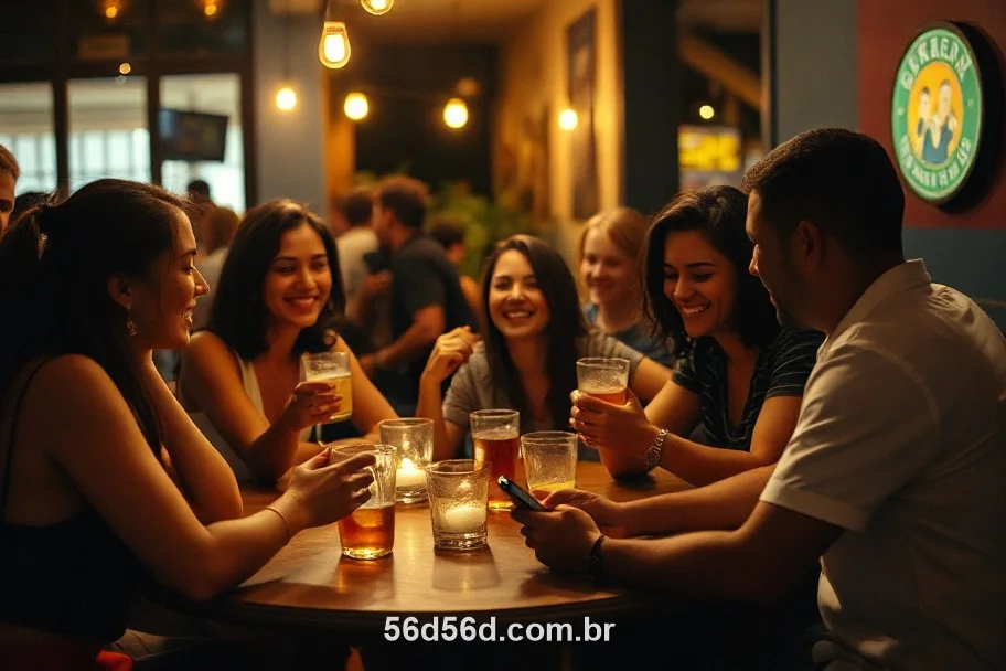 Amigos brasileiros jogando crash no 56D numa mesa de bar