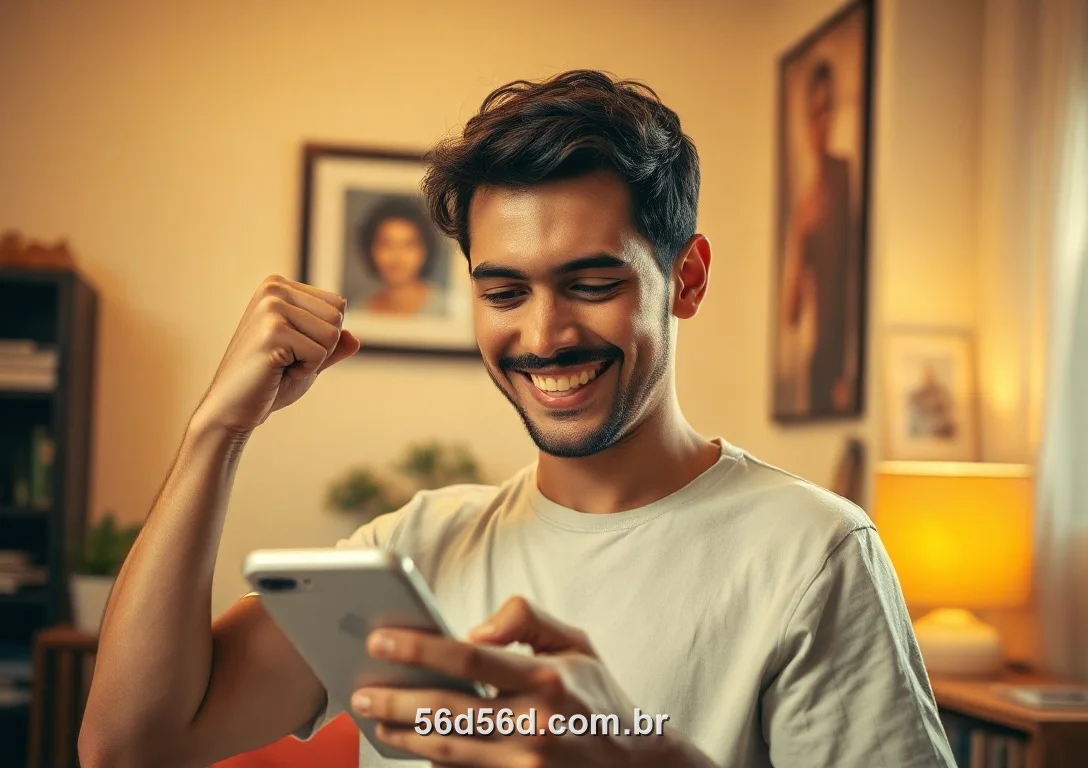 Jogador comemorando um prêmio no Fortune Tiger do 56D